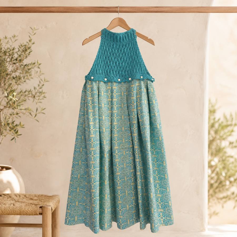Teal Crochet Bodice Sundress