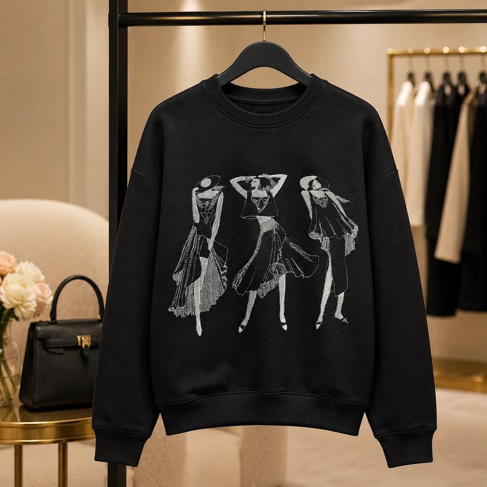 Fashion ladies embroidered sweatshirt design