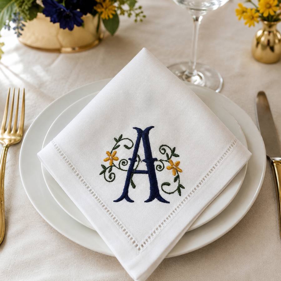 Personalized Floral Monogram Napkin